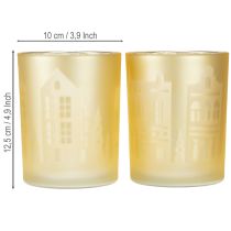 Artikel Windlicht Glas Stadtsilhouette Gold Silber H12,5cm Set 4 Stück