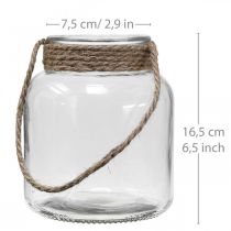 Windlicht Glas, Teelichthalter zum Aufhängen H16,5cm Ø14,5cm