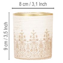 Artikel Windlichtglas mit Blumenmotiv Ø8cm H9cm im 2er-Set