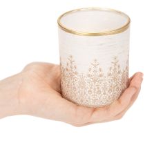 Artikel Windlichtglas mit Blumenmotiv Ø8cm H9cm im 2er-Set