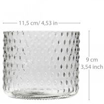 Artikel Teelichthalter Glas transparent Ø11,5cm H9,5cm mit Strukturmuster