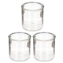 Artikel Glaswindlicht rund klares Glas Teelichthalter 8 cm 3er-Set