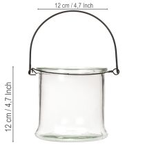 Artikel Windlicht aus klarem Glas mit Metallbügel Ø 12 cm H 12,5 cm 2er Set