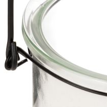 Artikel Windlicht aus klarem Glas mit Metallbügel Ø 12 cm H 12,5 cm 2er Set