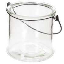 Artikel Windlicht aus klarem Glas mit Metallbügel Ø 12 cm H 12,5 cm 2er Set