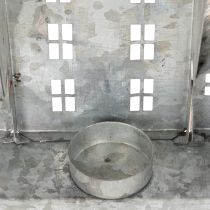 Artikel Deko Häuserreihe aus Metall mit Teelichthaltern 68 cm silberfarben