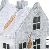 Artikel Lichthaus Teelichthalter aus Metall H26cm Grau-Weiss mit Rosteffekt