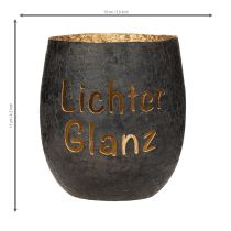 Artikel Windlicht aus Metall Schwarz mit goldener Innenfläche 11cm für Tischdekoration