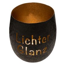 Artikel Windlicht aus Metall Schwarz mit goldener Innenfläche 11cm für Tischdekoration