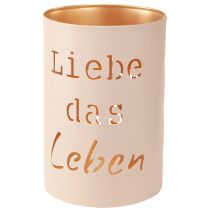 Artikel Windlicht-Set Liebe das Leben Metall Beige Gold Ø13/10,5/9cm 3 Stück