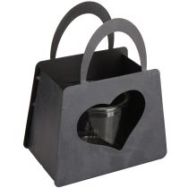 Artikel Windlicht Metall Deko Tasche mit Herz Anthrazit H18cm 2St