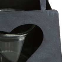 Artikel Windlicht Metall Dekotasche Herz Anthrazit 18cm 2er-Set