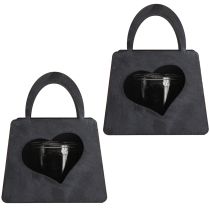Artikel Windlicht Metall Dekotasche Herz Anthrazit 18cm 2er-Set