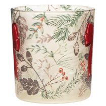 Artikel Windlichter Glas mit Weihnachtszweigen und roter Schleife 8 cm 2er-Set