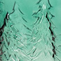 Artikel Windlicht Glas Türkisgrün mit Tannen-Relief 16 cm