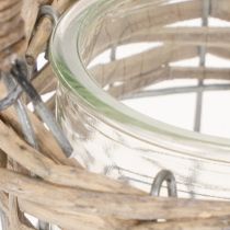 Artikel Teelichthalter Glas Metall Weide 10,5 cm Natur 3 Stück