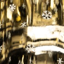 Artikel Kerzenglas aus Glas, Winterdesign mit Vögeln, gold glänzend, Höhe 12 cm, für Innenbereich