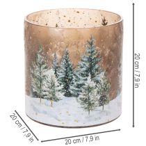 Artikel Windlicht Glas mit Winterwald-Motiv 20cm Weihnachtsdekoration