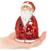 Artikel Nikolaus Teelichthalter aus Keramik mit Sternen 15cm rot
