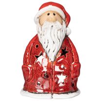 Artikel Nikolaus Teelichthalter aus Keramik mit Sternen 15cm rot