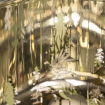 Artikel Windlicht Glas mit Tannenzapfen und Schneeflockenmotiv 15cm Grün-Gold