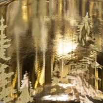 Artikel Glas-Windlicht 8 cm mit Tannenzweig-Motiv und goldener Innenseite, 2er-Set
