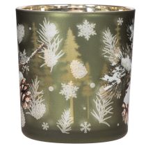 Artikel Glas-Windlicht 8 cm mit Tannenzweig-Motiv und goldener Innenseite, 2er-Set