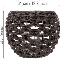 Artikel Windlicht geflochten Schwarz Braun Ø31cm H25cm aus Metall und Kunststoff