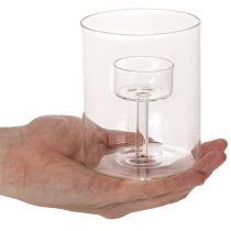 Artikel Glas Windlicht mit erhöhtem Teelichthalter 11 cm Transparent