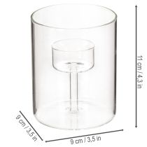 Artikel Glas Windlicht mit erhöhtem Teelichthalter 11 cm Transparent