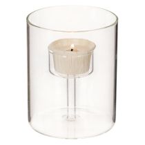 Artikel Glas Windlicht mit erhöhtem Teelichthalter 11 cm Transparent