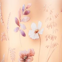 Artikel Teelichthalter aus Glas mit Blütenmotiv, 18 cm, Rosa