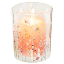 Artikel Deko Windlicht Glas mit Schmetterlings- und Blumenmotiv 18 cm 2er-Set
