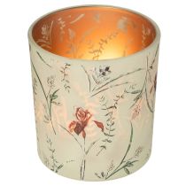 Artikel Deko-Windlicht aus Glas mit floralem Motiv, 8 cm, 4er-Set