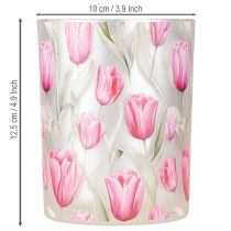 Artikel Elegantes Windlicht mit Tulpenmotiv für stimmungsvolle Frühlingsdekoration 12,5cm 2St.