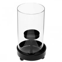 Windlicht Glas Teelichthalter Metall Schwarz H18cm