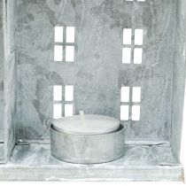 Artikel Fensterdeko Metall Windlicht Hausreihe 20x20 cm Silbern Shabby Chic