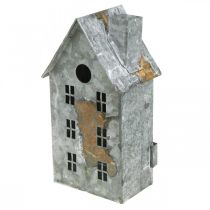 Artikel Windlicht Metall-Haus Shabby Chic, Weiss Rost-Look, H20cm