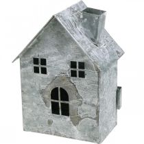 Artikel Windlicht Haus Metall Shabby Chic Antik-Look, Weiss gewaschen, Weihnachtsdeko, H14.5cm