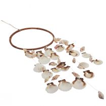 Artikel Windspiel aus Holz mit Muscheln Ø20cm H66cm Natur