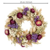 Artikel Trockenblumenkranz 25 cm – Runde Tisch- und Wanddekoration in Beige, Lila und Rot