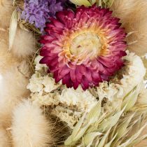 Artikel Trockenblumenkranz 25 cm – Runde Tisch- und Wanddekoration in Beige, Lila und Rot