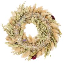 Artikel Trockenblumenkranz 25 cm – Runde Tisch- und Wanddekoration in Beige, Lila und Rot
