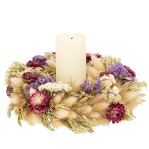 Artikel Trockenblumenkranz 25 cm – Runde Tisch- und Wanddekoration in Beige, Lila und Rot