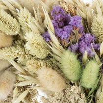 Artikel Trockenblumenkranz 26cm mit Gräsern und lila Akzenten für Tür und Tischdeko
