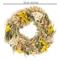 Artikel Trockenblumenkranz 25 cm aus echten Blüten für Innenbereich in Beige und Gelb