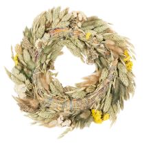 Artikel Trockenblumenkranz 25 cm aus echten Blüten für Innenbereich in Beige und Gelb