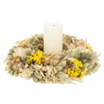Artikel Trockenblumenkranz 25 cm aus echten Blüten für Innenbereich in Beige und Gelb
