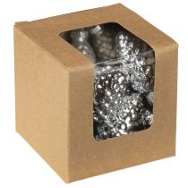 Artikel Zapfen Mix Glas Silber 5cm 14 Stück