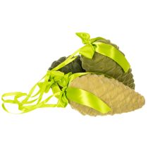 Artikel Künstliche Zapfen-Anhänger mit Geschenkband und Schleife 23cm Grün 3er Set